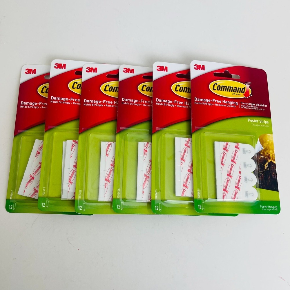 6 Pack Command Poster Strips damage Free Hanging Hold Strongly Removes Cleanly3M